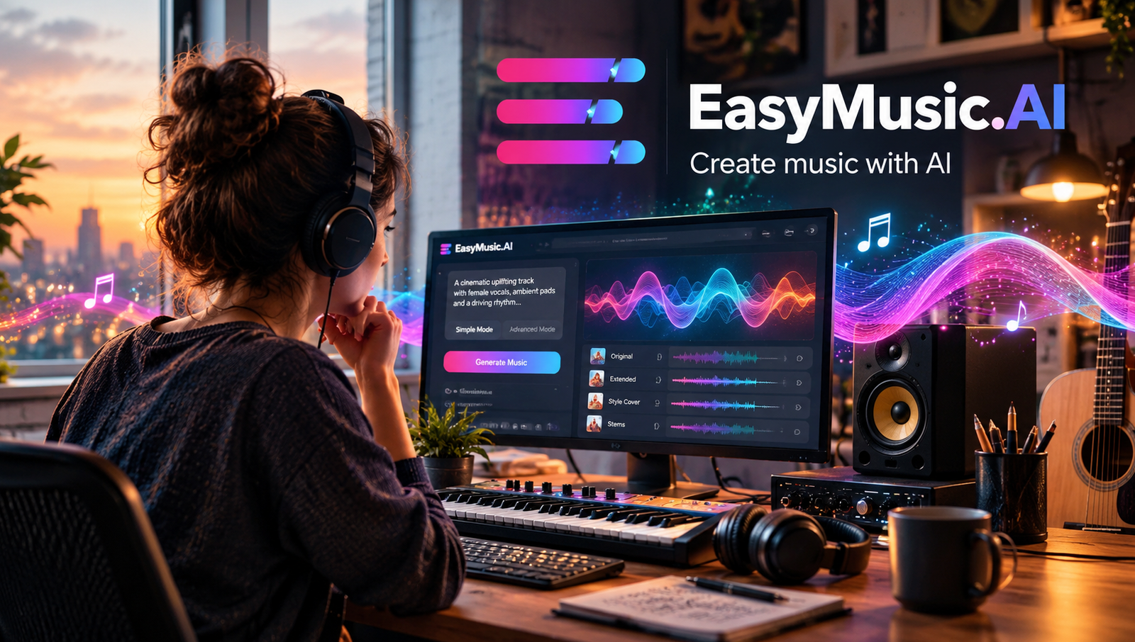 EasyMusic.AI: אולפן מוזיקה מבוסס AI בדפדפן - מיצירת שיר ועד לעריכה והפרדת ערוצים +מדריך