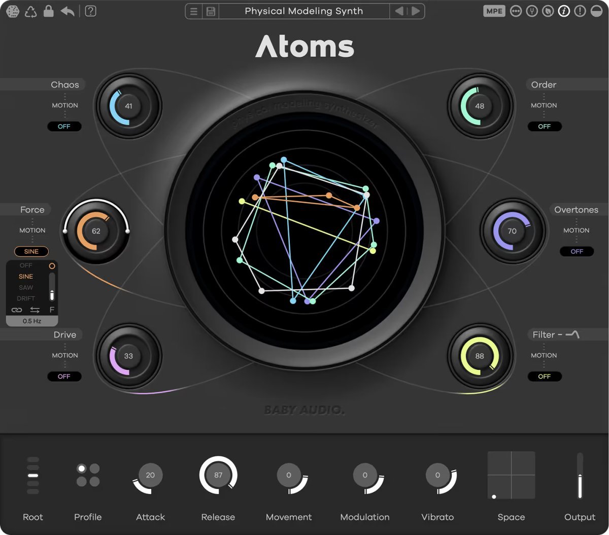 Baby Audio Atoms: סינתיסייזר מידול פיזיקלי מתקדם המבוסס על רשתות מסה-קפיץ ואלגוריתמי AI