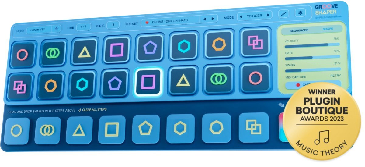 Groove Shaper: סיקוונסר חכם מבוסס בינה מלאכותית ליצירת גרובים, תבניות בס ותופים בצורות גאומטריות ב-DAW